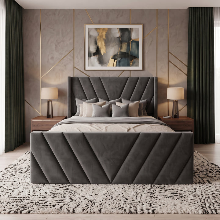 Grey Plush Chevron Bed
