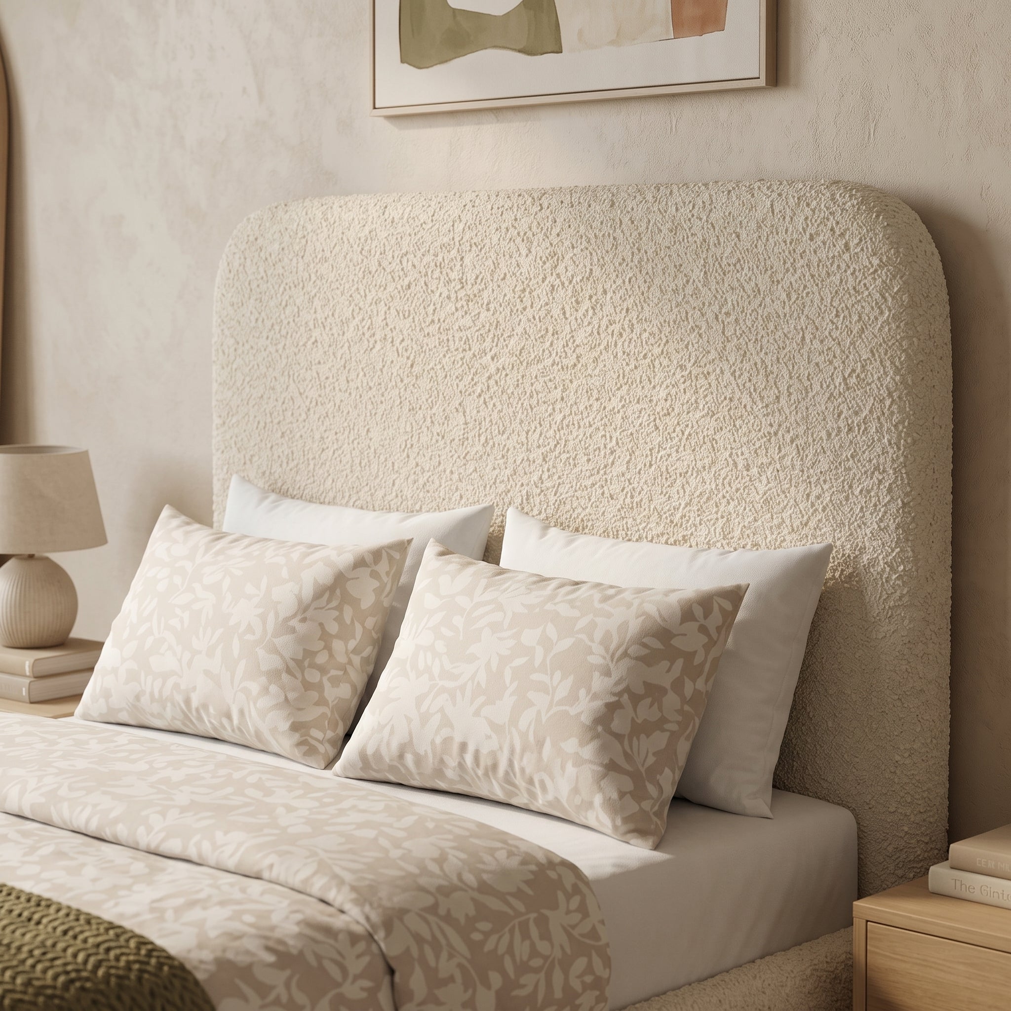 Cream Bouclé Curve Bed