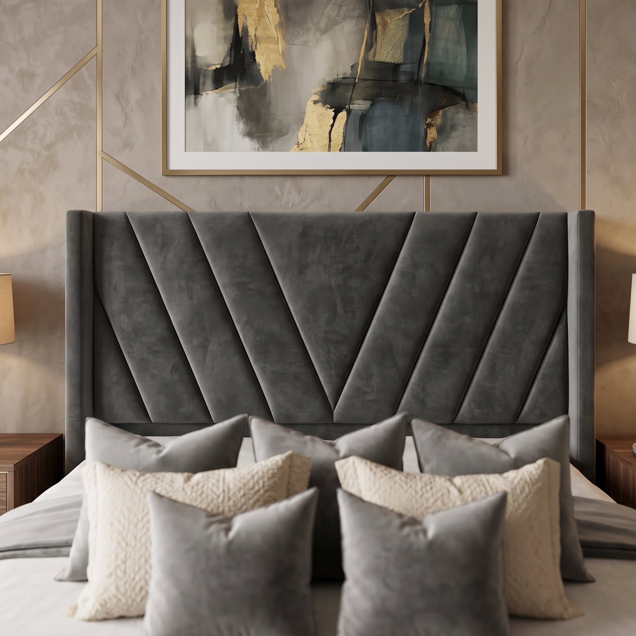 Grey Plush Chevron Bed
