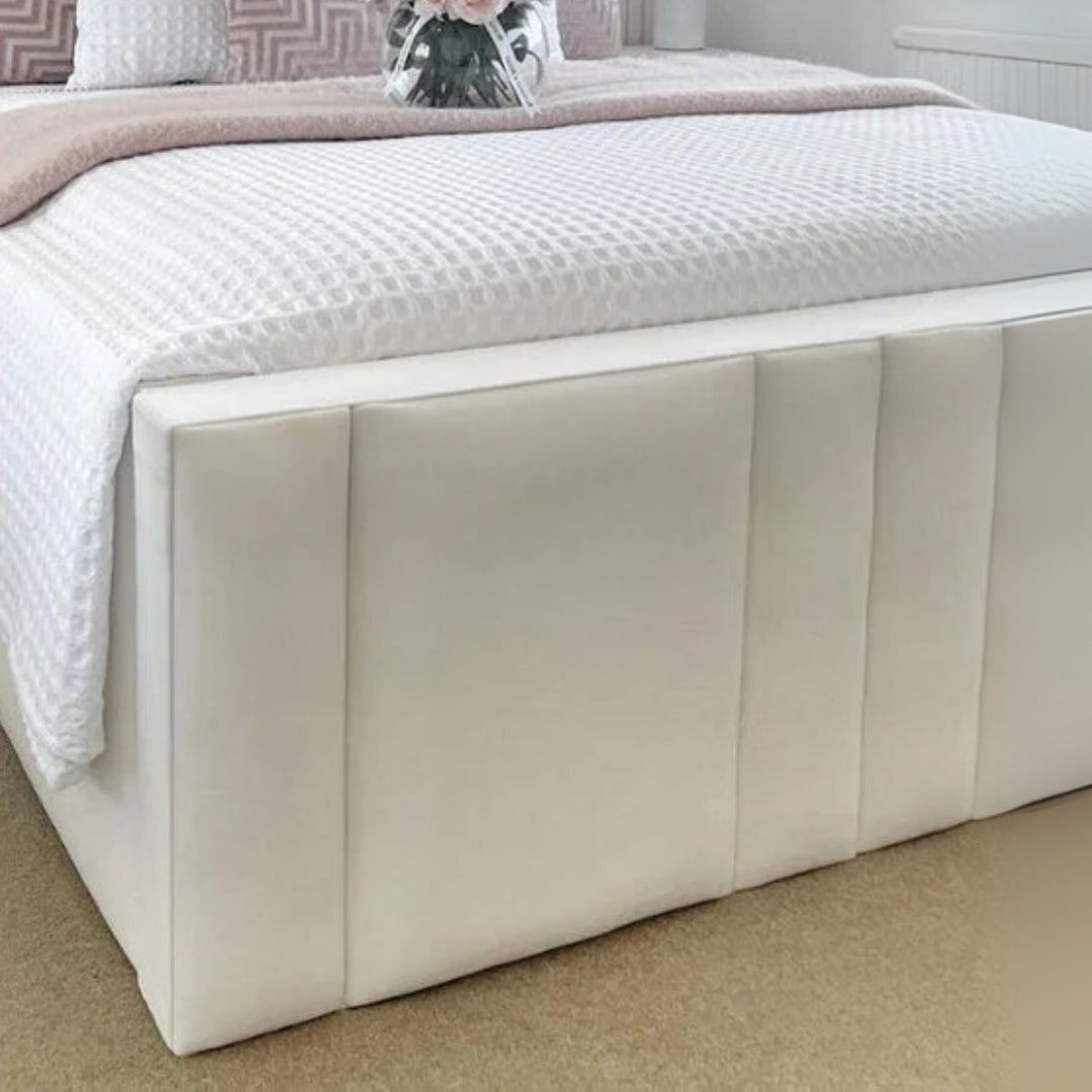 Bed Frame King Size - High Headboard Luxury Bed Frame With Mattress and Gaslift Storage