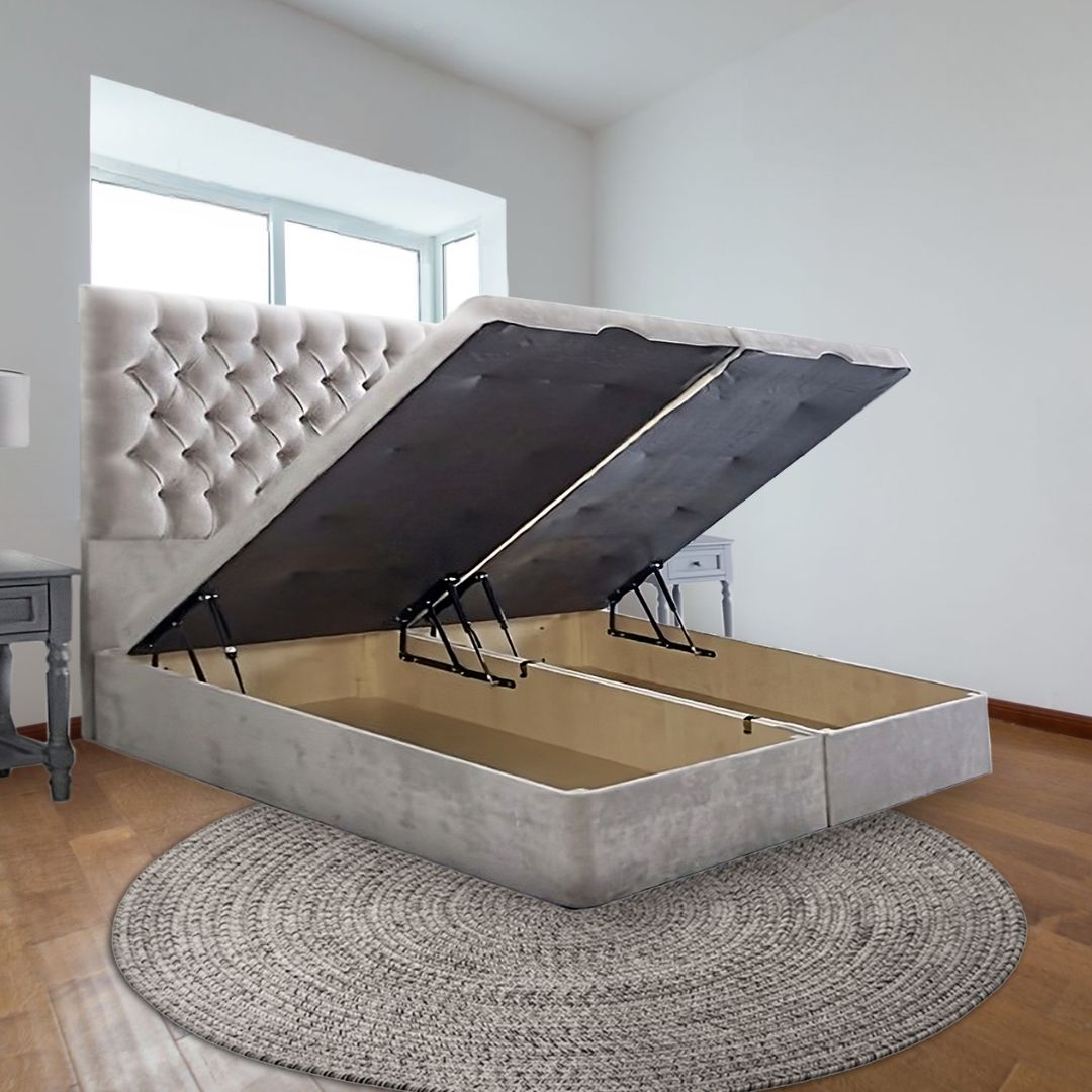 Beige Opulence Divan Bed With Storage and Mattress