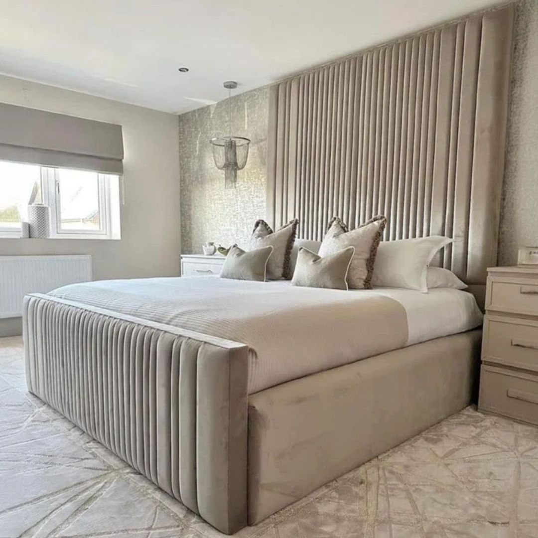 Double Bed Frames - Linear Bed Frame With Orthopedic Mattress and Gaslift Storage