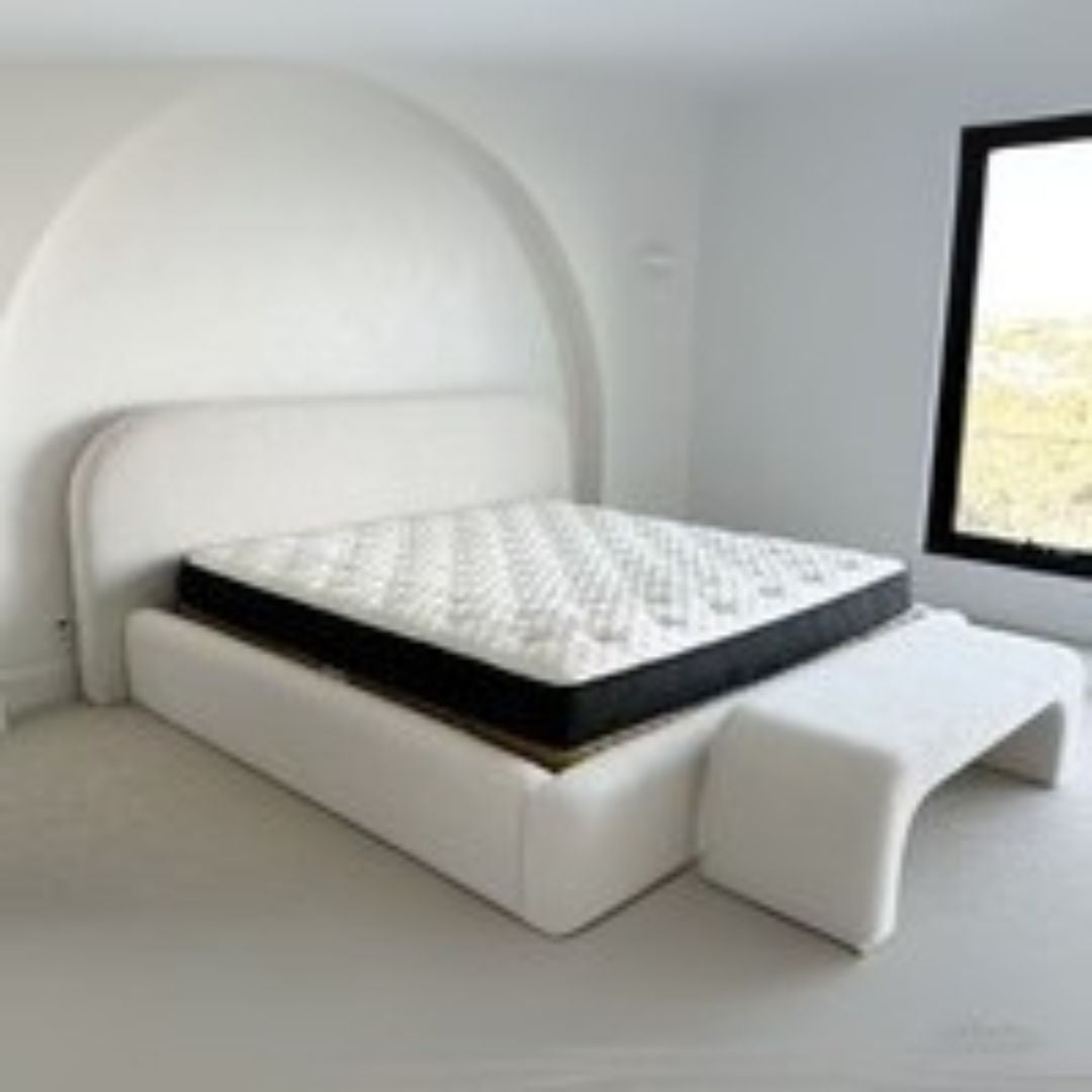 Double Bed and Frame - Luxury Teddy Fleece Bed Frame In White Color With Storage