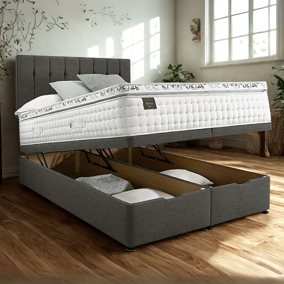 Double Divan Bed - Grey Luxe Divan Bed 2