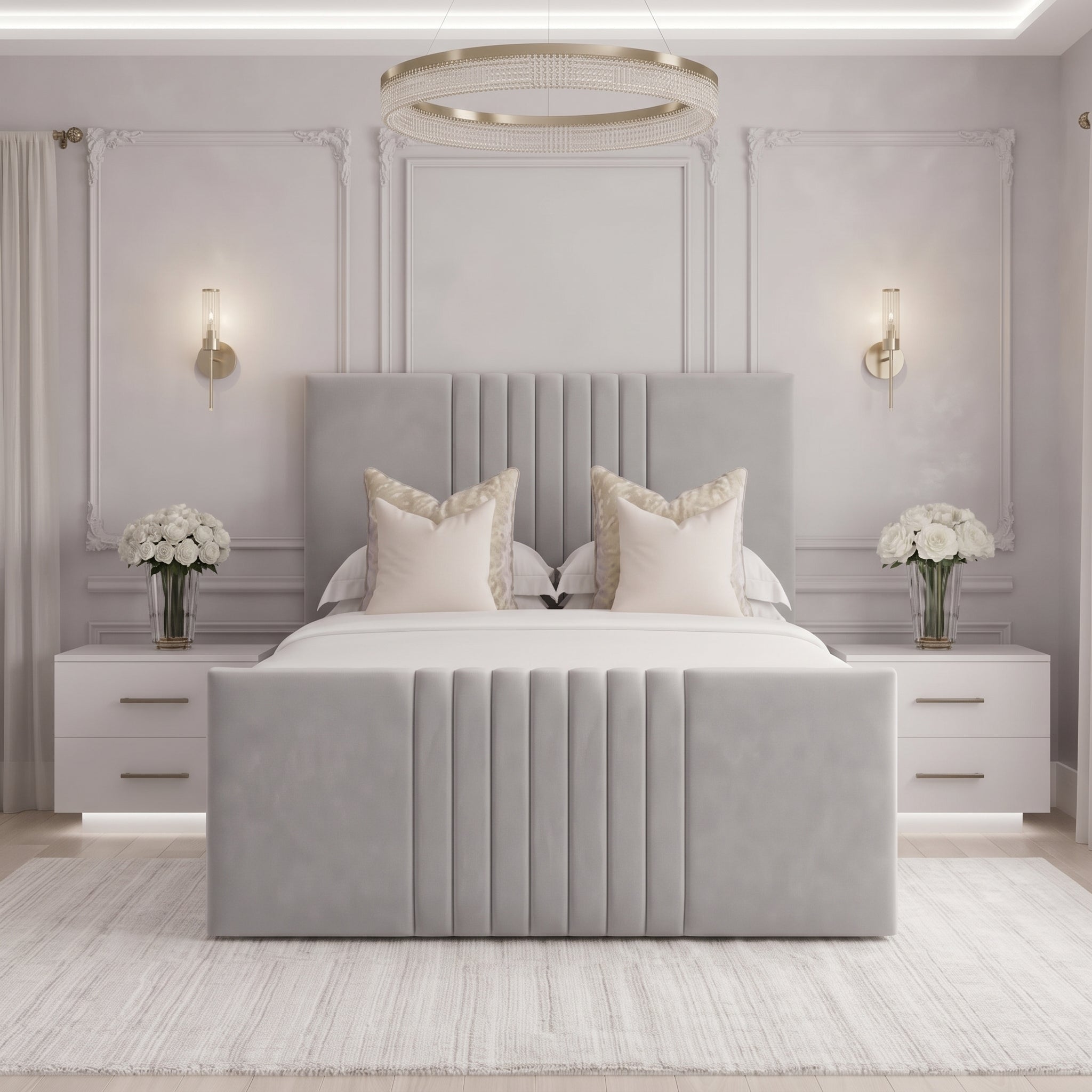 Aurora Fluted Panel Upholstered Bed Frame