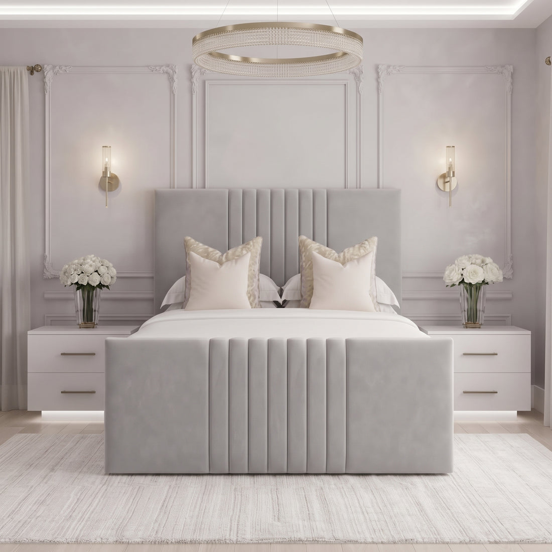 Aurora Fluted Panel Upholstered Bed Frame