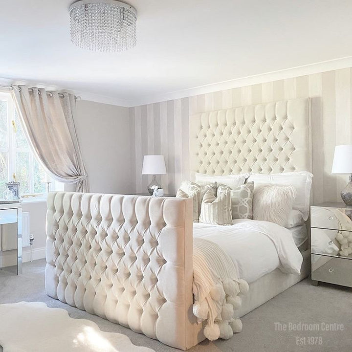 King Bed Frame -  Chesterfield Bed Frame With Gaslift Storage