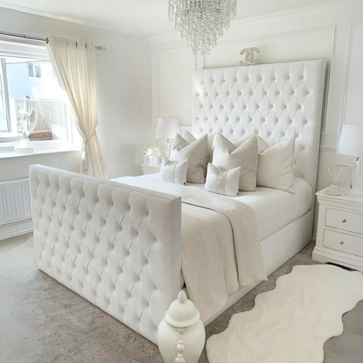 King Bed Frame -  Chesterfield Bed Frame With High Headboard