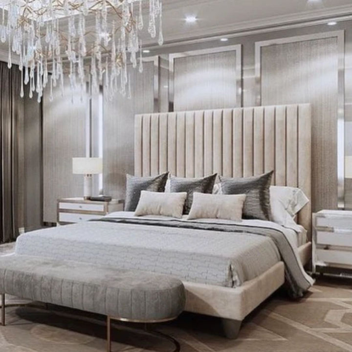 King Bed Frame - Luxury Linear Panel Bed Frame