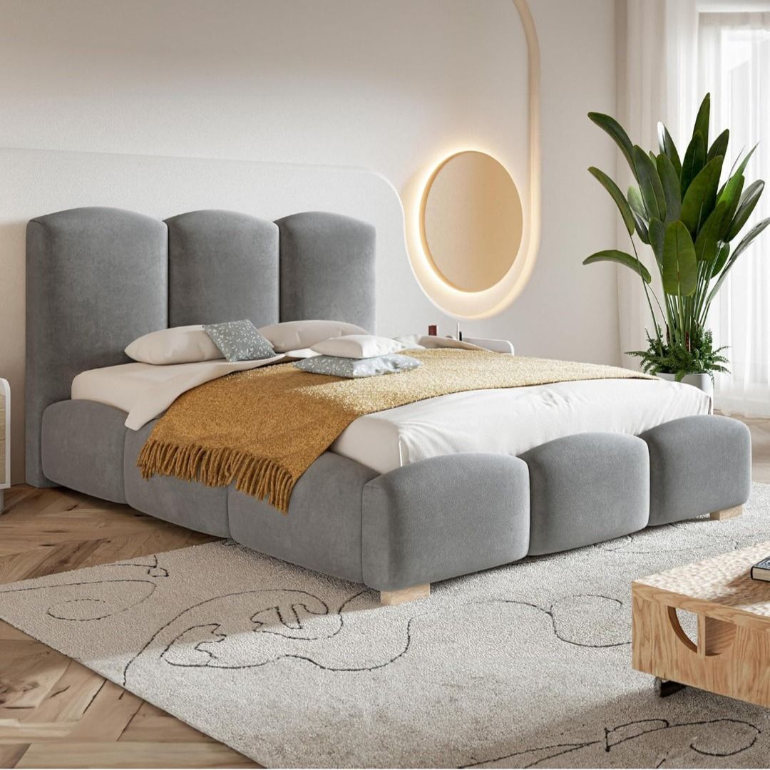 King Size Bed Frame - Designer Bed With Mattress and Matching Storage Box