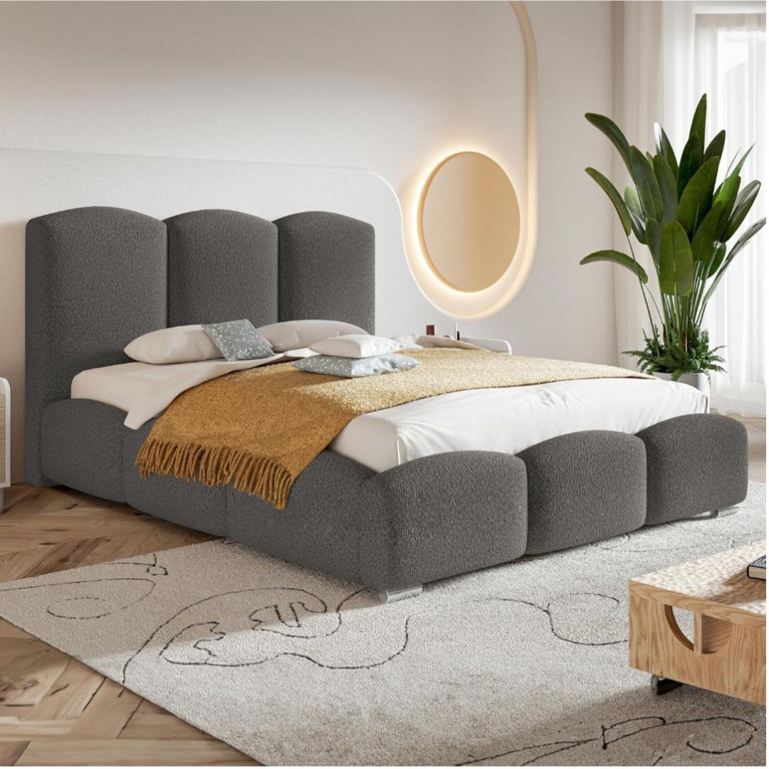 King Size Bed Frame - Designer Bed With Storage and Mattress