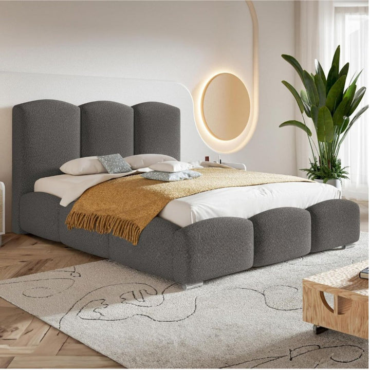 King Size Bed Frame - Designer Bed With Storage and Mattress