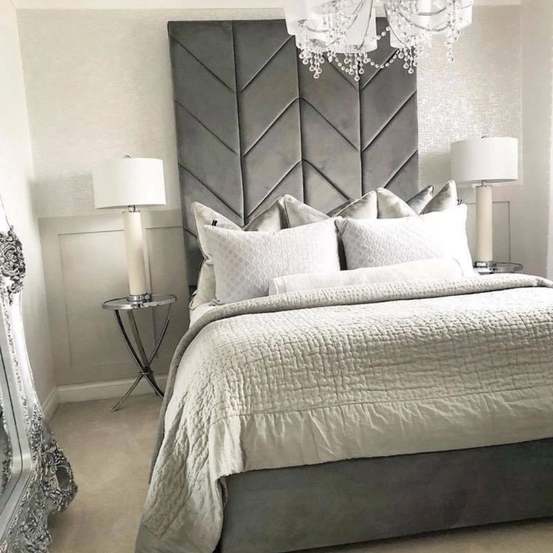 King Size Bed Frame - Designer Panel Bed With Gaslift Storage and Mattress