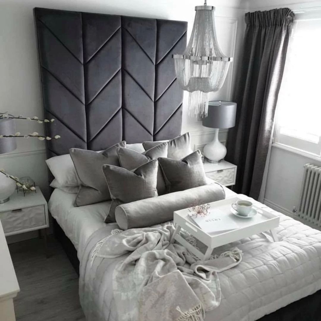 King Size Bed Frame - Designer Panel Bed With Storage