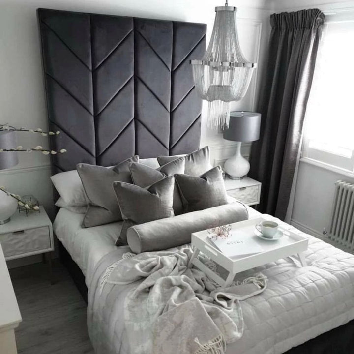 King Size Bed Frame - Designer Panel Bed With Storage