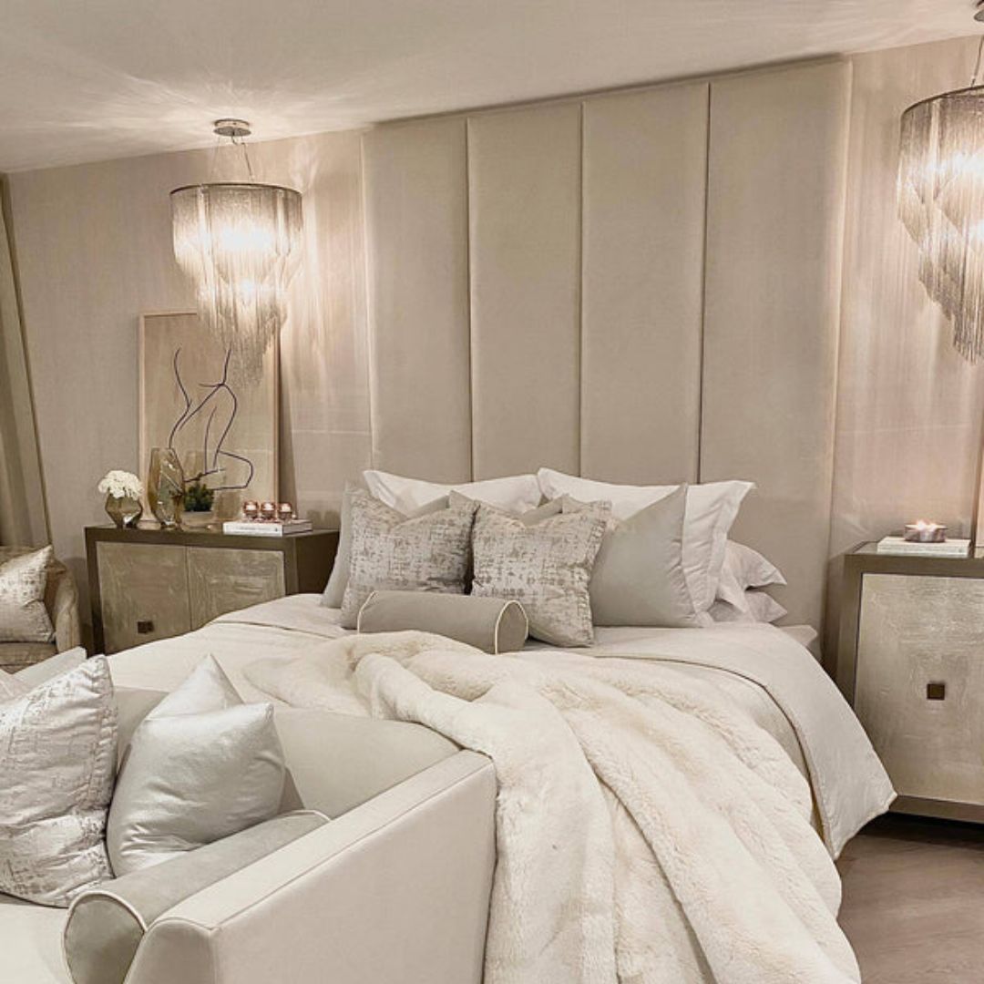 Queen Bed Frame - Tall Headboard Bed With Mattress