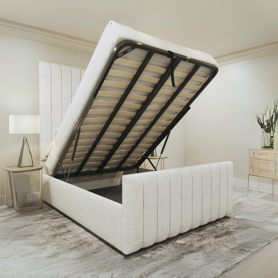 Single Bed Frame - Vertical Linear Bed Frame With Gaslift Storage 