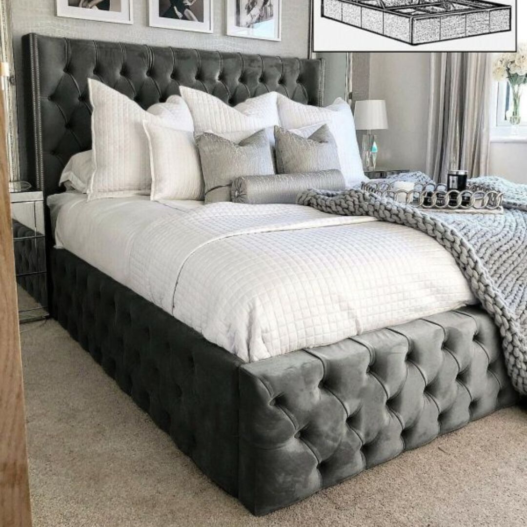 Single Bed With Storage - Chesterfield Curved Bed Frame With Mattress