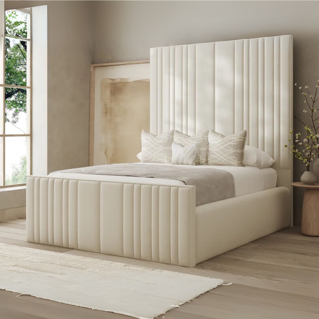 Small Double Bed - Luxurious Tall Headboard Bed Frame With Storage