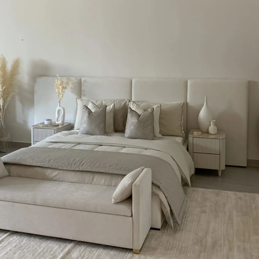 Small Double Bed Frame - Stella Wide Headboard Bed