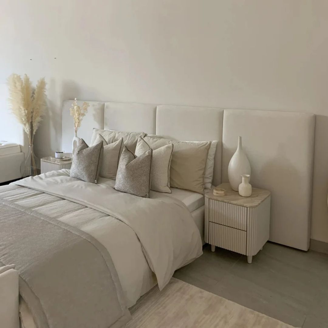 Small Double Bed Frame - Stella Wide Headboard Bed With Storage