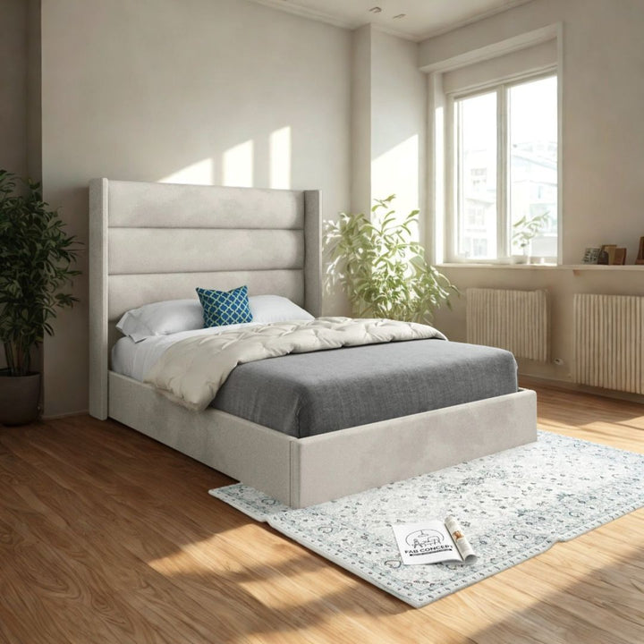 Small Double Bed Frame - Wingback Horizontal Linear Bed Frame