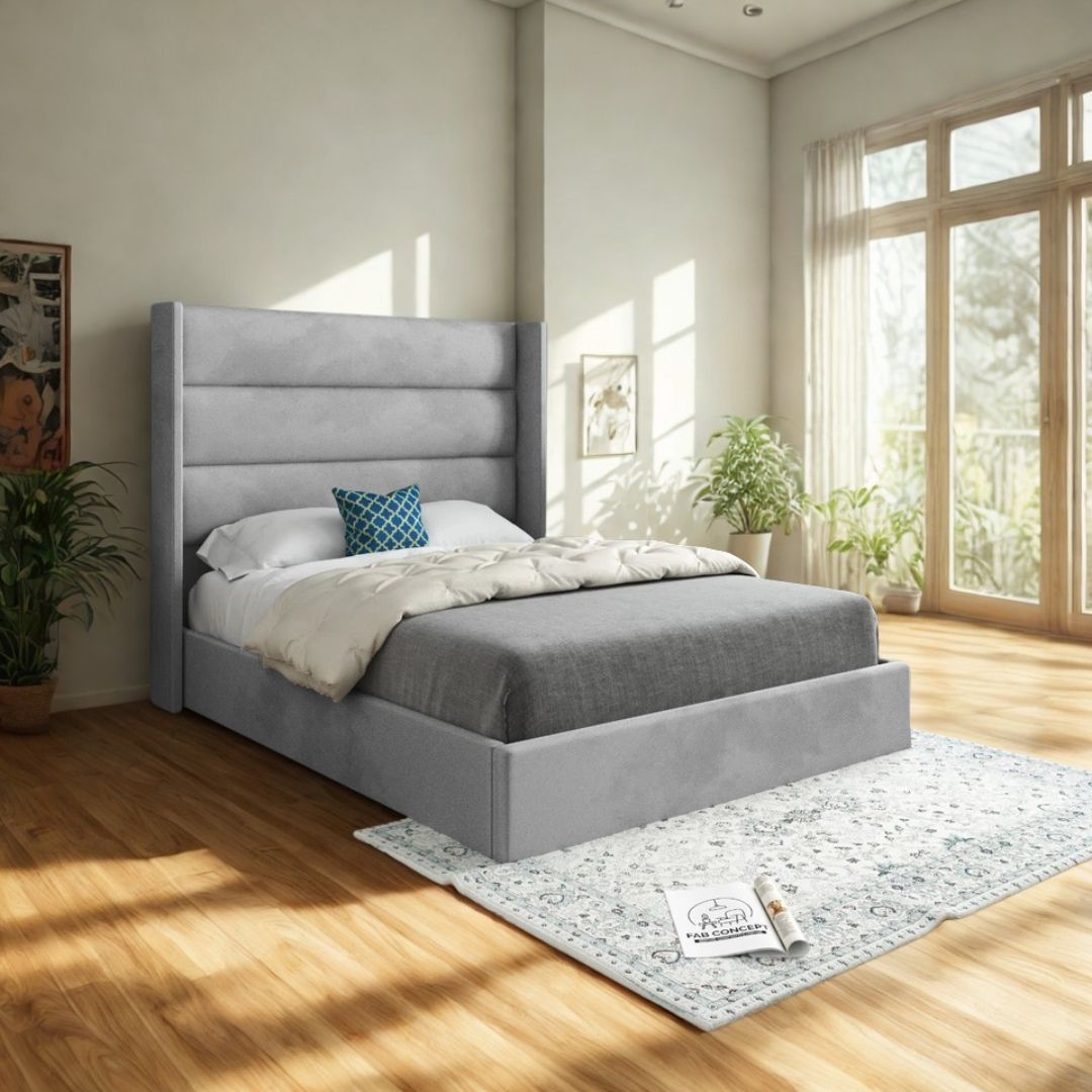 Small Double Bed Frame - Wingback Horizontal Linear Bed Frame With Mattress