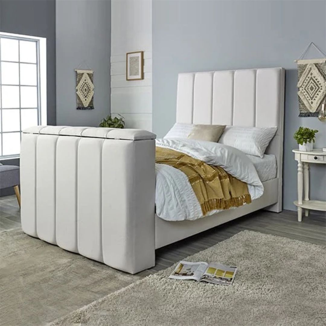 TV bed with hidden screen lift