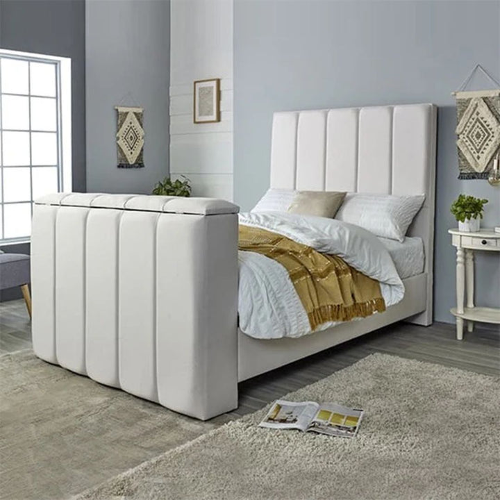 TV bed with hidden screen lift