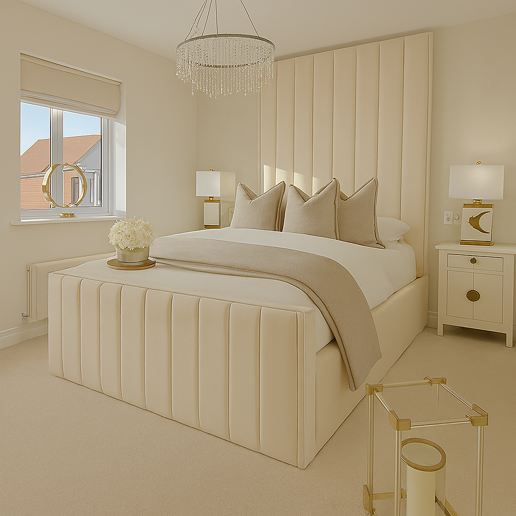 Upholstered Bed Frame - Tall Panel Bed Frame With Storage