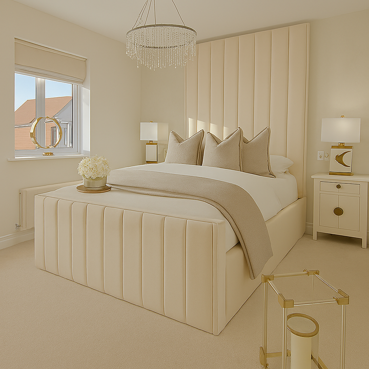 Upholstered Bed Frame - Tall Panel Bed Frame With Storage