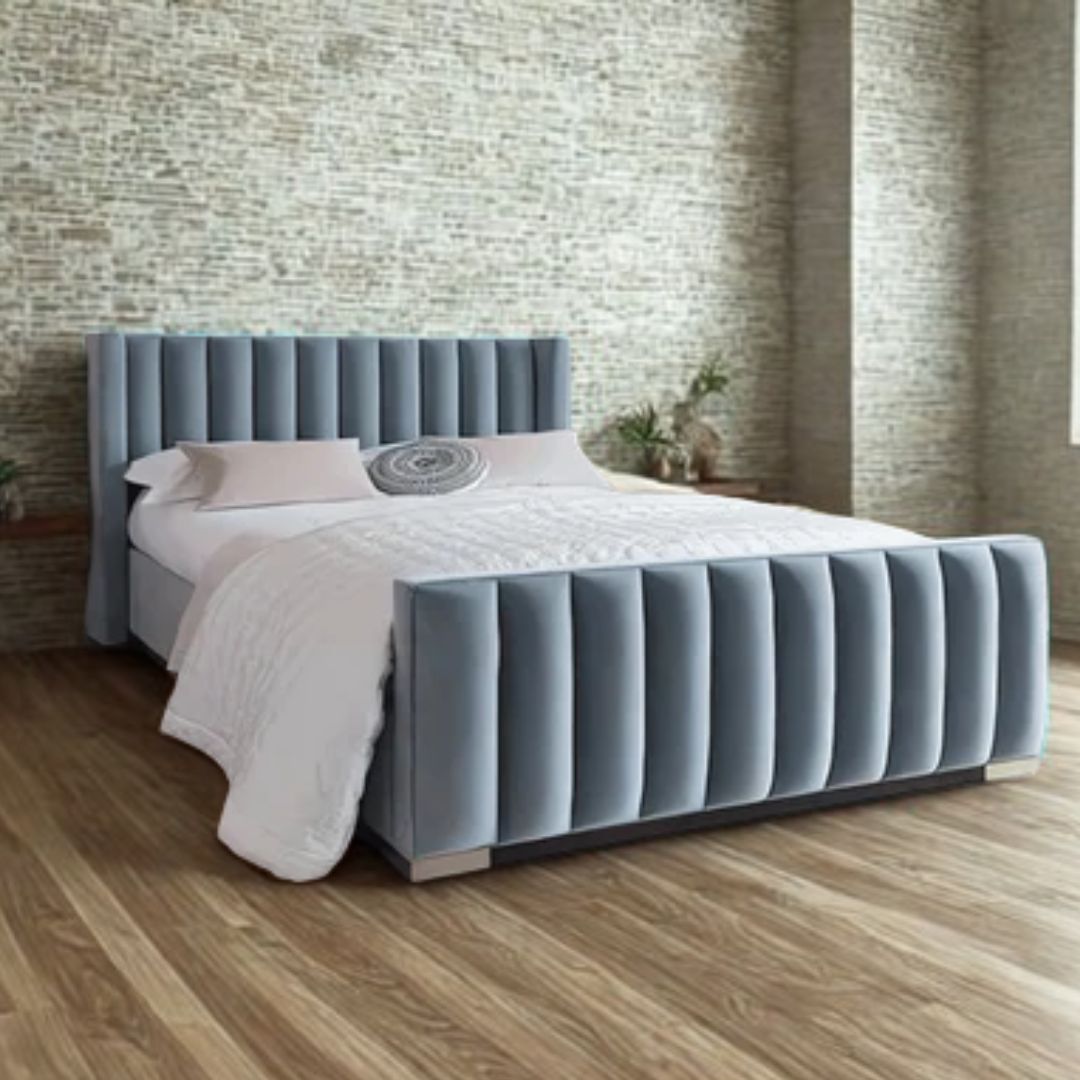 Upholstered Bed Frame - Vertical Linear Bed Frame With Storage