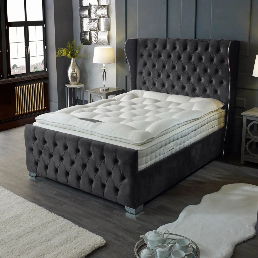 Wooden Frame Beds - Wingback Chesterfield Bed Frame