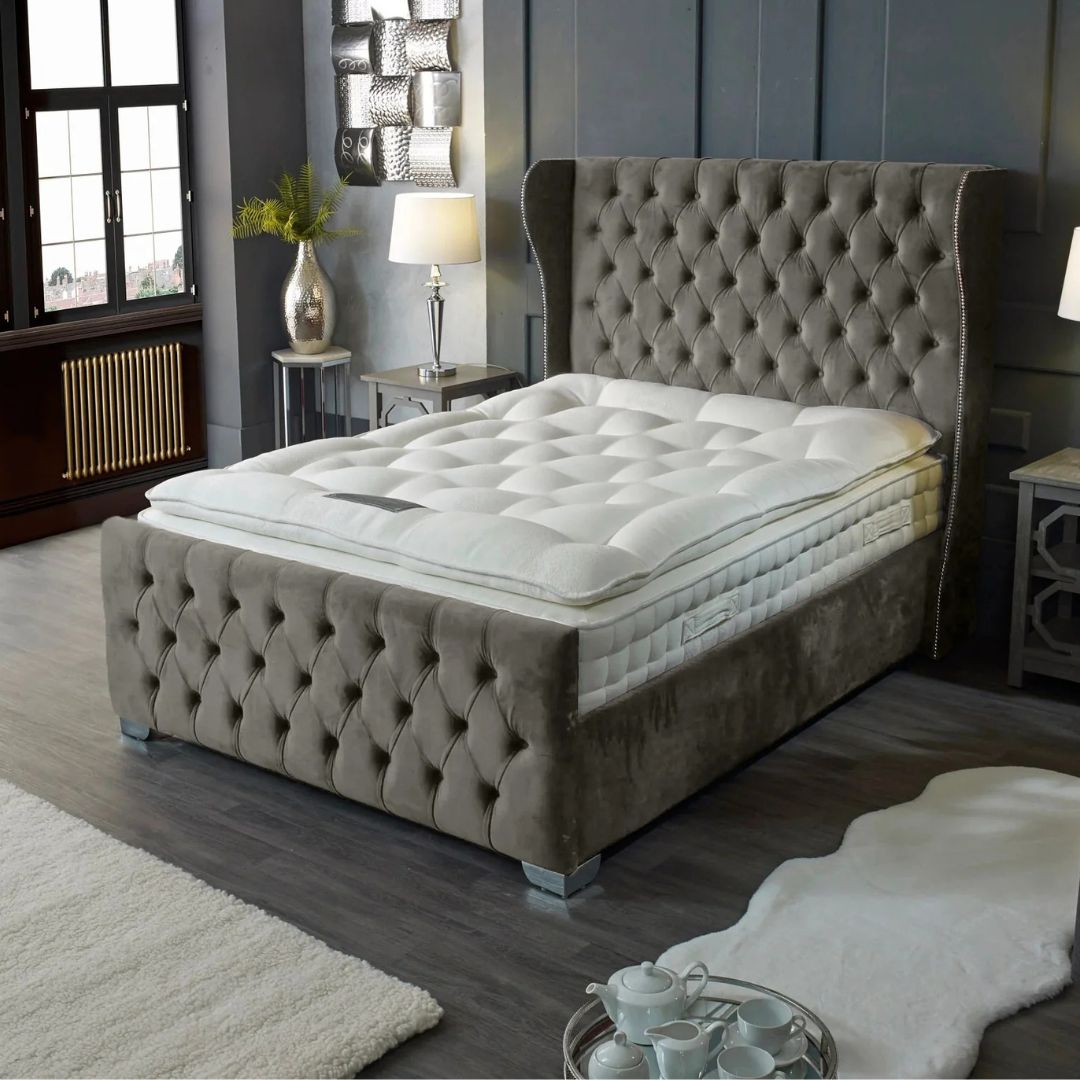 Wooden Frame Beds - Wingback Chesterfield Bed Frame1