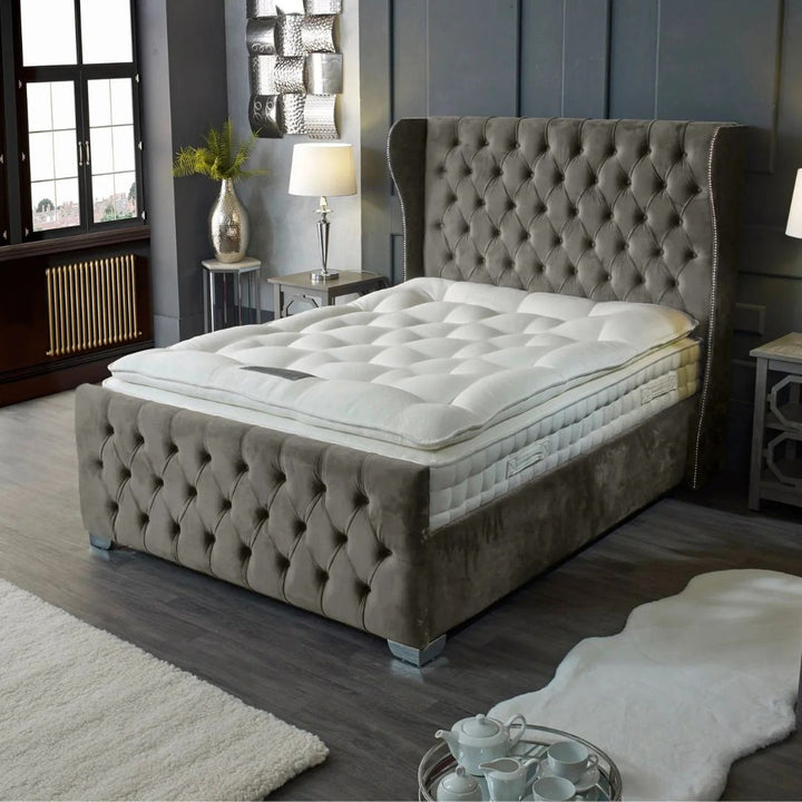 Wooden Frame Beds - Wingback Chesterfield Bed Frame1
