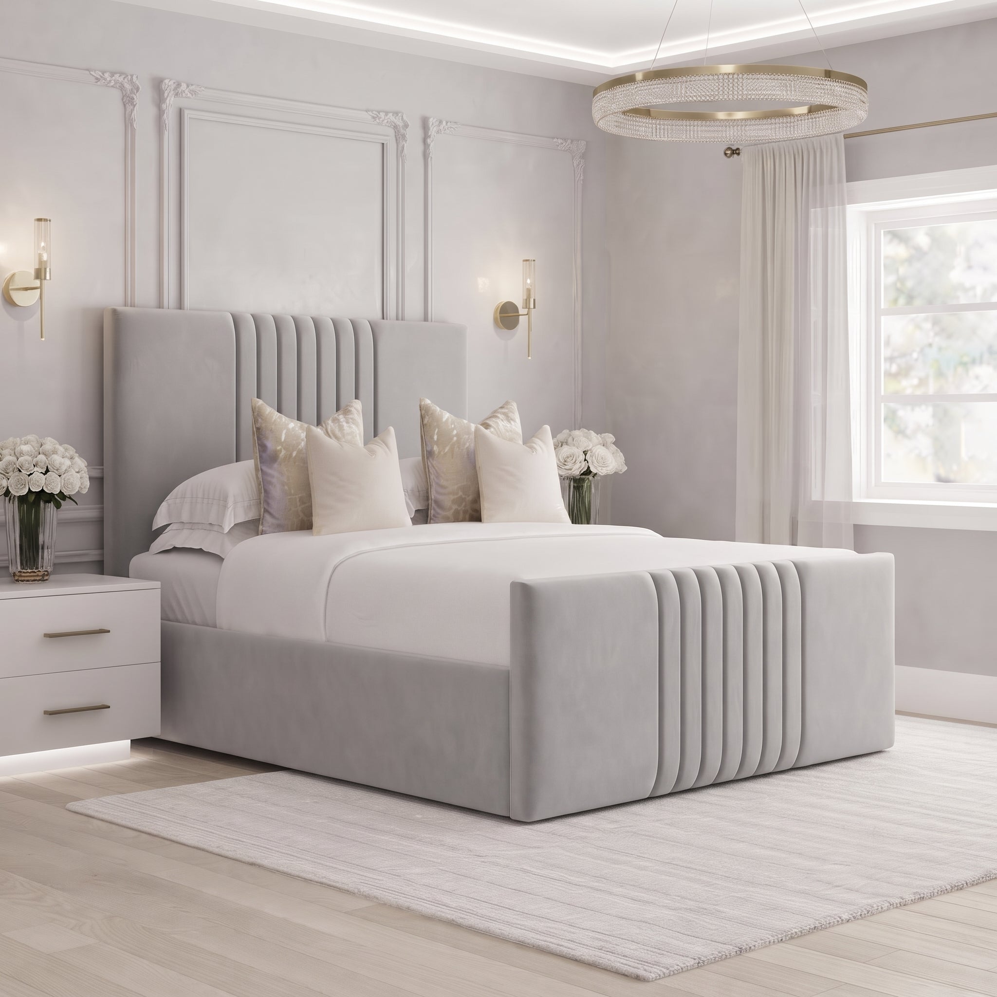 Aurora Fluted Panel Upholstered Bed Frame