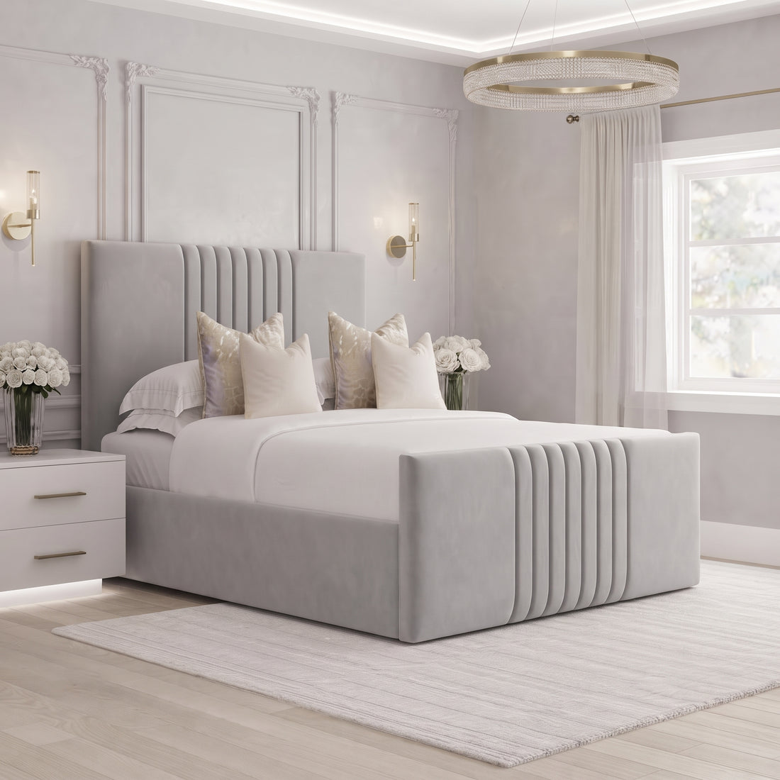 Aurora Fluted Panel Upholstered Bed Frame